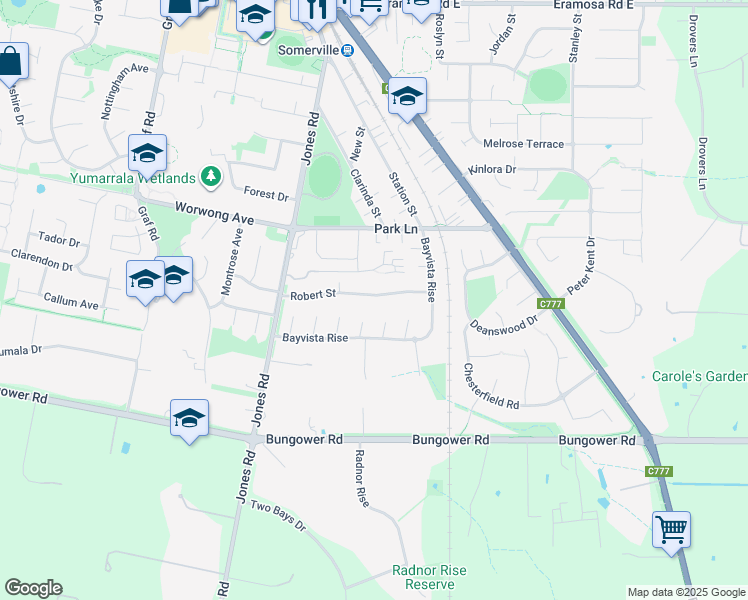 map of restaurants, bars, coffee shops, grocery stores, and more near 34 Robert Street in Somerville