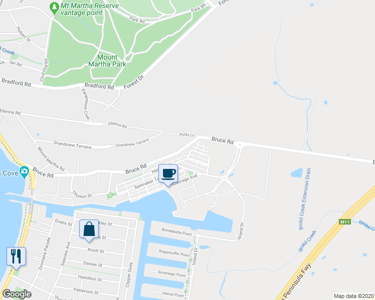 map of restaurants, bars, coffee shops, grocery stores, and more near 6 Helm Avenue in Safety Beach