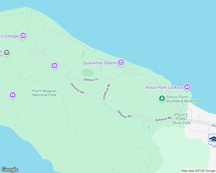map of restaurants, bars, coffee shops, grocery stores, and more near Ochiltree Road in Portsea