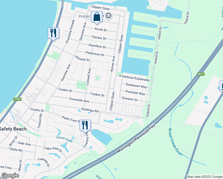 map of restaurants, bars, coffee shops, grocery stores, and more near 4 Vere Street in Safety Beach