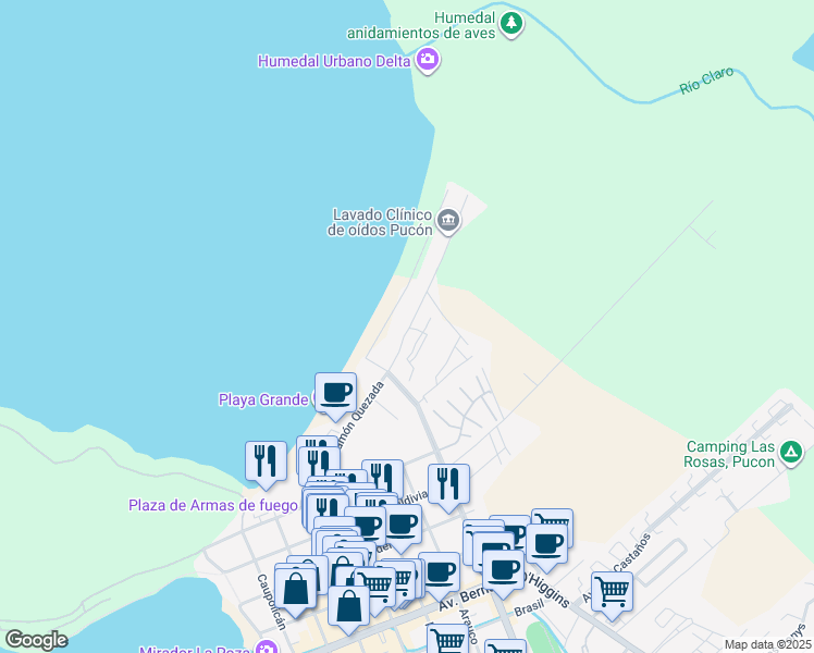 map of restaurants, bars, coffee shops, grocery stores, and more near Ramon Quezada in Cautín
