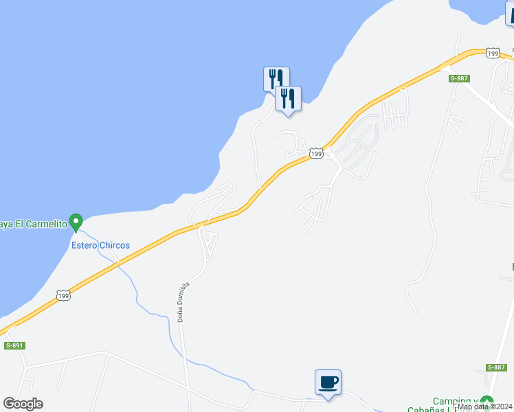 map of restaurants, bars, coffee shops, grocery stores, and more near 1343 Ruta 199 in Cautín