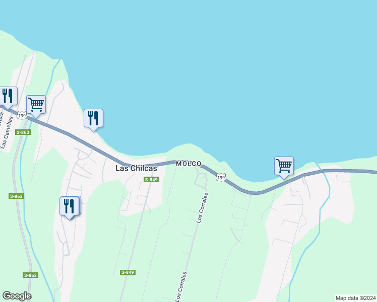 map of restaurants, bars, coffee shops, grocery stores, and more near in Las Chilcas