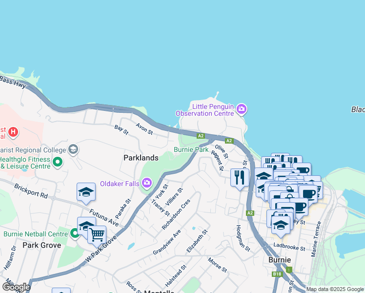 map of restaurants, bars, coffee shops, grocery stores, and more near 27 West Park Grove in Parklands