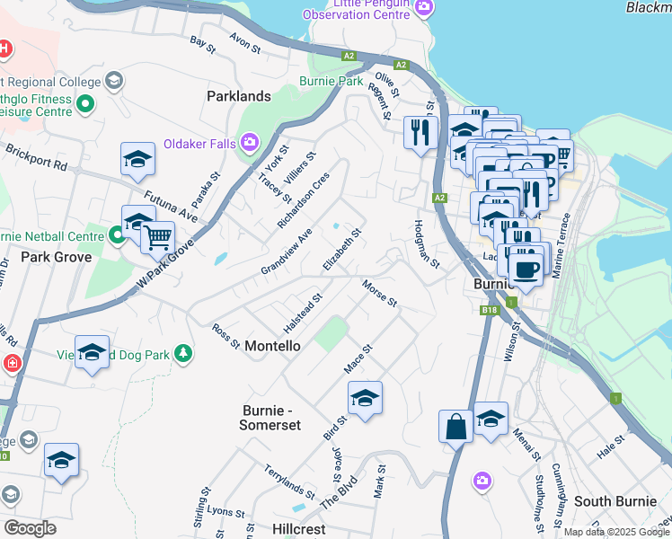 map of restaurants, bars, coffee shops, grocery stores, and more near 52 View Road in Montello