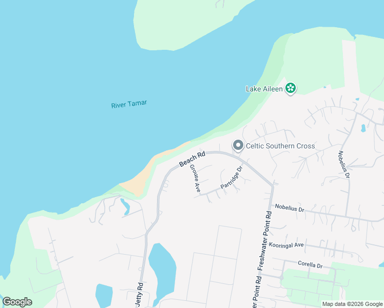 map of restaurants, bars, coffee shops, grocery stores, and more near 50 Beach Road in Legana