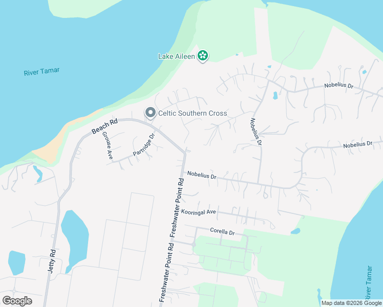 map of restaurants, bars, coffee shops, grocery stores, and more near 202 Freshwater Point Road in Legana