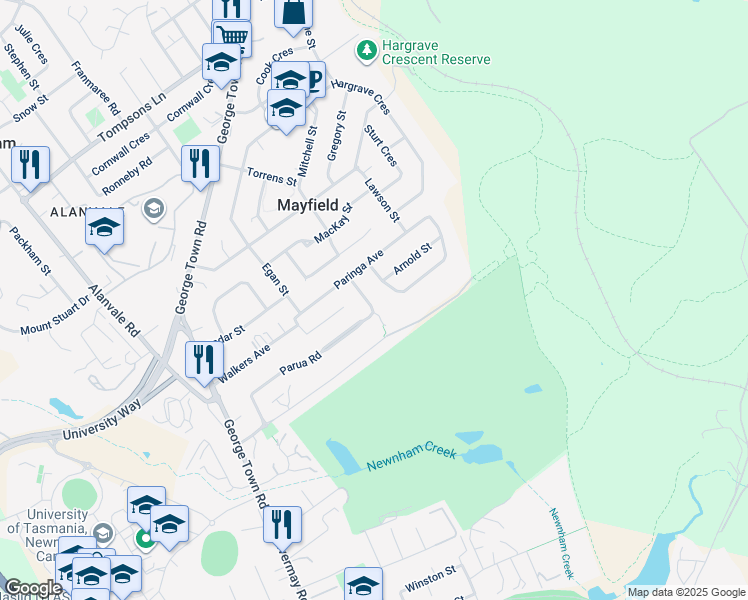 map of restaurants, bars, coffee shops, grocery stores, and more near 16 Meadowbank Road in Newnham
