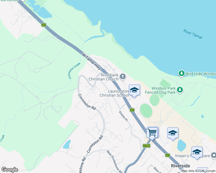map of restaurants, bars, coffee shops, grocery stores, and more near 30 Fort Street in Riverside