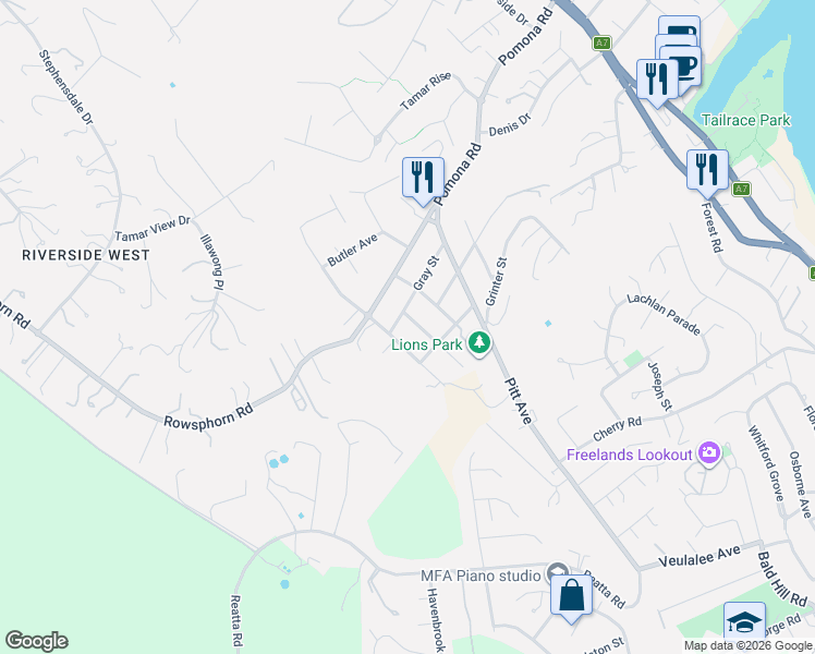 map of restaurants, bars, coffee shops, grocery stores, and more near 26 Addison Street in Riverside