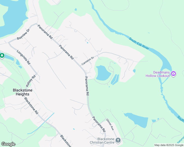 map of restaurants, bars, coffee shops, grocery stores, and more near 66 Panorama Road in Blackstone Heights