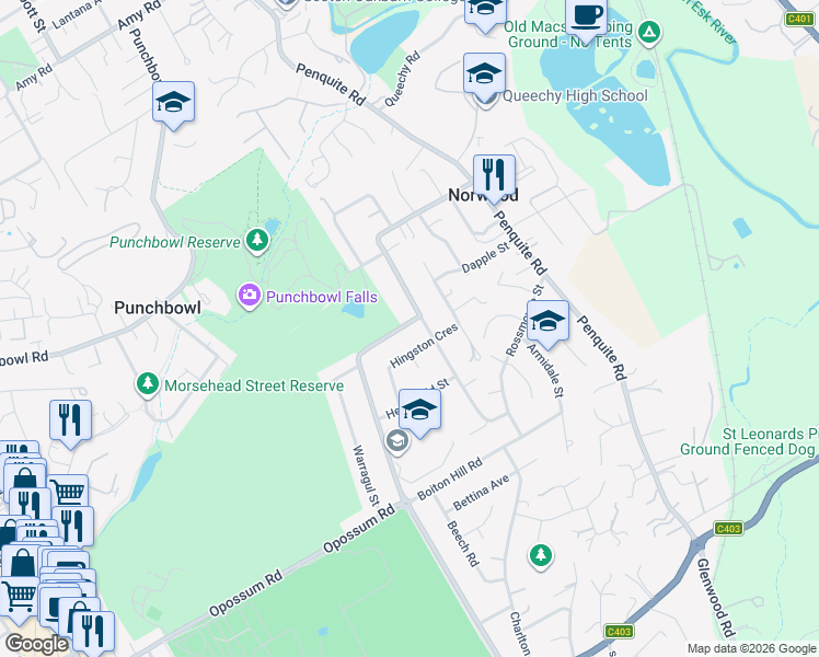 map of restaurants, bars, coffee shops, grocery stores, and more near 59 Norwood Avenue in Norwood
