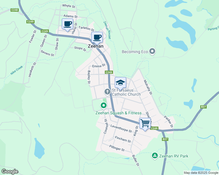 map of restaurants, bars, coffee shops, grocery stores, and more near in Zeehan