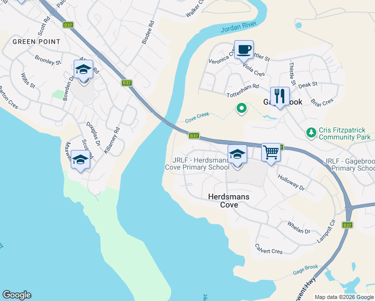 map of restaurants, bars, coffee shops, grocery stores, and more near 81 Fisher Drive in Herdsmans Cove