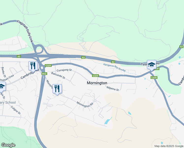 map of restaurants, bars, coffee shops, grocery stores, and more near 17 Brookston Drive in Mornington