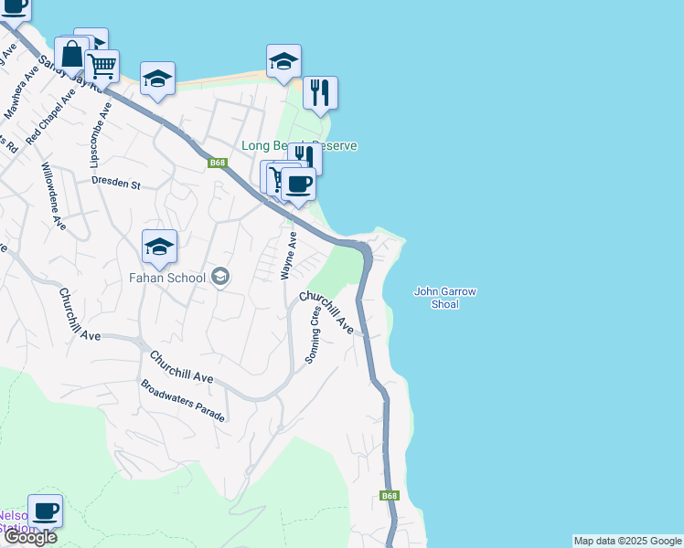 map of restaurants, bars, coffee shops, grocery stores, and more near 629-663 Sandy Bay Road in Sandy Bay