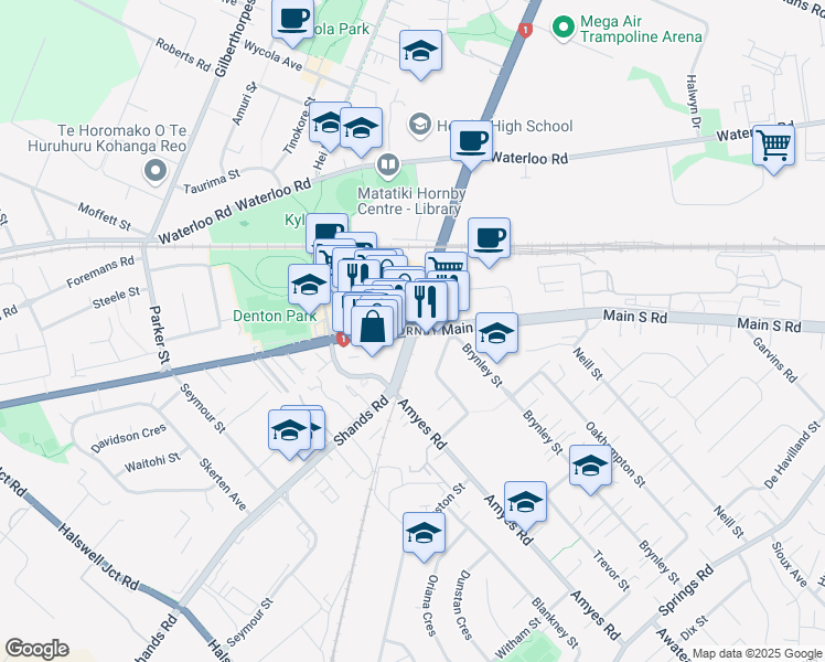 map of restaurants, bars, coffee shops, grocery stores, and more near in Christchurch