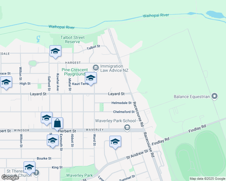 map of restaurants, bars, coffee shops, grocery stores, and more near 288 Layard Street in Invercargill