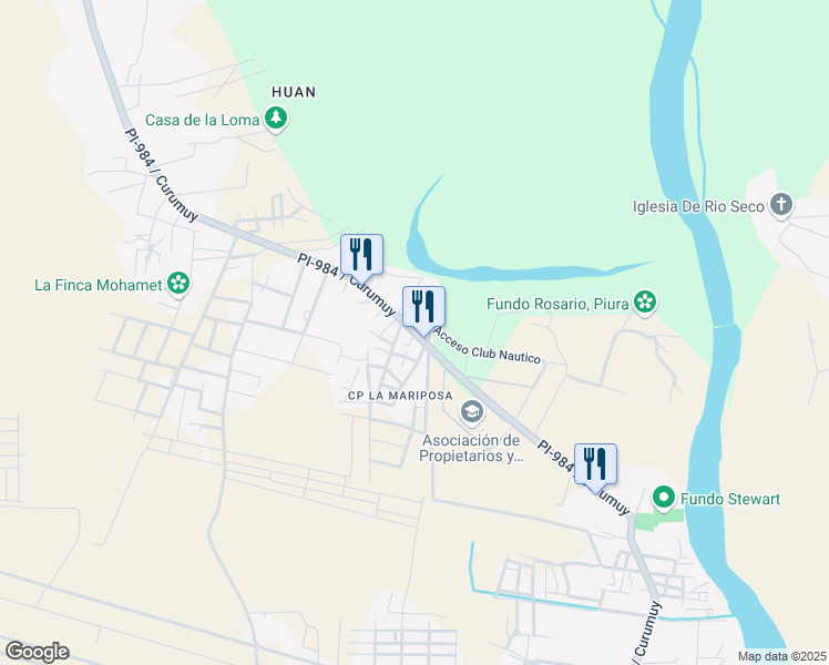 map of restaurants, bars, coffee shops, grocery stores, and more near Los Ejidos in Piura