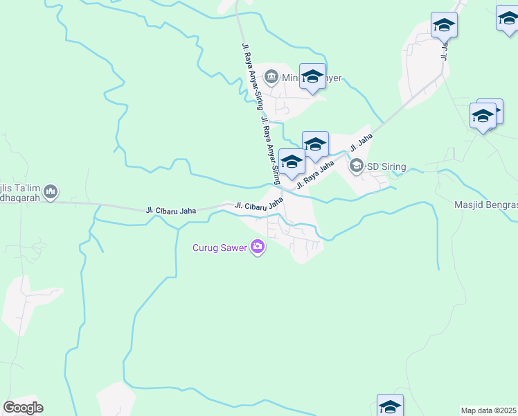 map of restaurants, bars, coffee shops, grocery stores, and more near Jalan Cibaru Jaha in Serang
