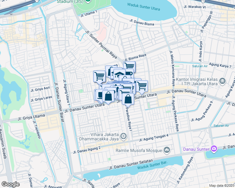 map of restaurants, bars, coffee shops, grocery stores, and more near 12A Sunter Garden in Kota Jakarta Utara