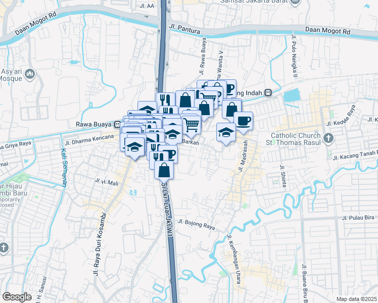 map of restaurants, bars, coffee shops, grocery stores, and more near 41H Jalan Al Barkah 2 in Kota Jakarta Barat