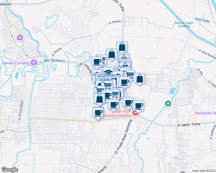 map of restaurants, bars, coffee shops, grocery stores, and more near No.26 Jalan Villa Mutiara Pluit in Kota Tangerang