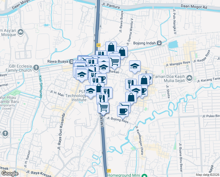 map of restaurants, bars, coffee shops, grocery stores, and more near 41A Jalan Al Barkah 2 in Kota Jakarta Barat