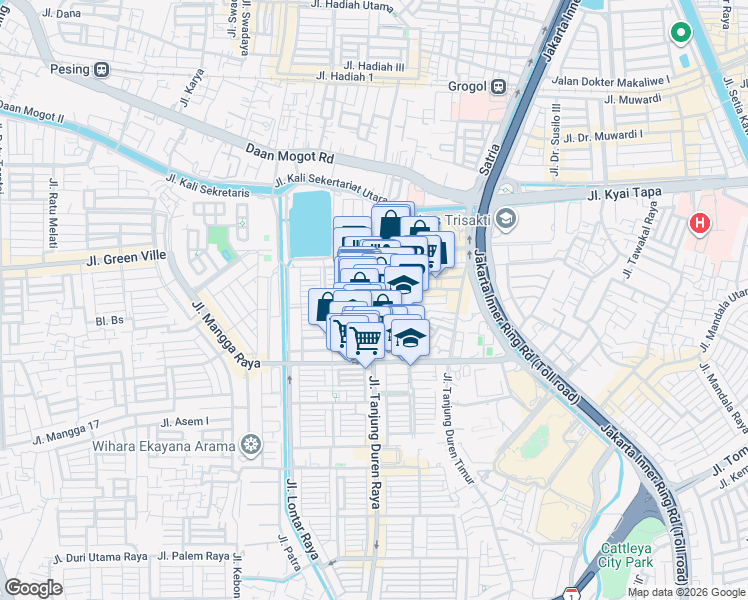 map of restaurants, bars, coffee shops, grocery stores, and more near 71 Jalan Tanjung Duren Utara IIIE in Kota Jakarta Barat