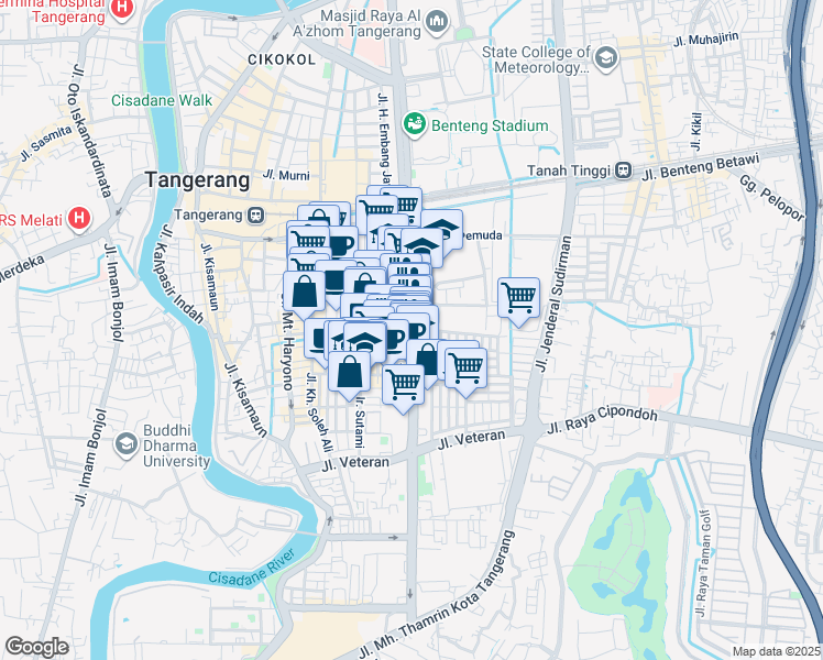 map of restaurants, bars, coffee shops, grocery stores, and more near 2 Jalan Taman Makam Pahlawan Taruna in Kota Tangerang