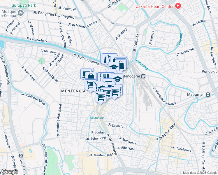 map of restaurants, bars, coffee shops, grocery stores, and more near 65d Jalan Sultan Agung in Kota Jakarta Selatan