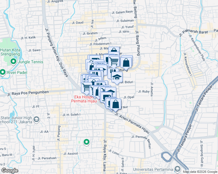 map of restaurants, bars, coffee shops, grocery stores, and more near 2 Jalan Taman Biduri in Kota Jakarta Selatan