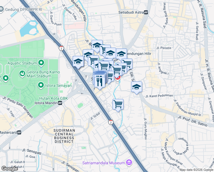 map of restaurants, bars, coffee shops, grocery stores, and more near 8 Jalan Garnisun 1 in Kota Jakarta Selatan