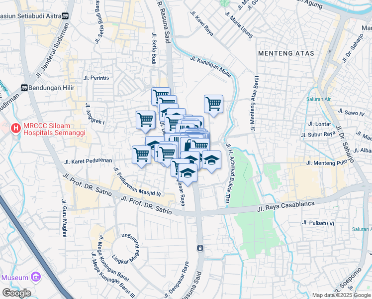 map of restaurants, bars, coffee shops, grocery stores, and more near in Kota Jakarta Selatan