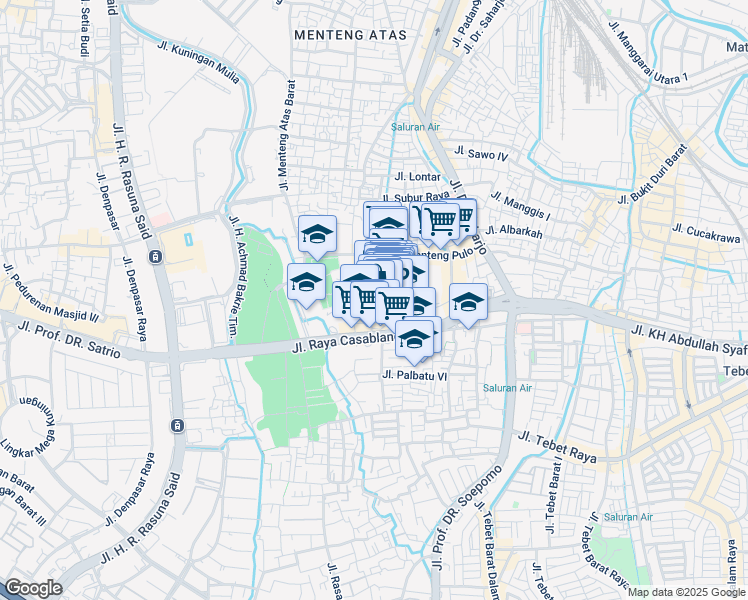 map of restaurants, bars, coffee shops, grocery stores, and more near in Kota Jakarta Selatan