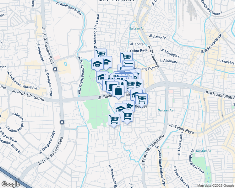 map of restaurants, bars, coffee shops, grocery stores, and more near in Kota Jakarta Selatan