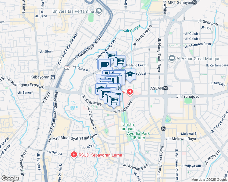 map of restaurants, bars, coffee shops, grocery stores, and more near 14 Jalan Tebah III in Kota Jakarta Selatan