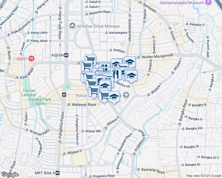 map of restaurants, bars, coffee shops, grocery stores, and more near 2 Jalan Tirtayasa VIII in Kota Jakarta Selatan