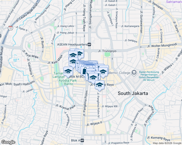 map of restaurants, bars, coffee shops, grocery stores, and more near 1 Jalan Sultan Hasanuddin Dalam in Kota Jakarta Selatan