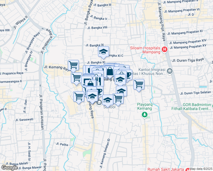 map of restaurants, bars, coffee shops, grocery stores, and more near 100 Jalan Kemang Utara IV in Kota Jakarta Selatan