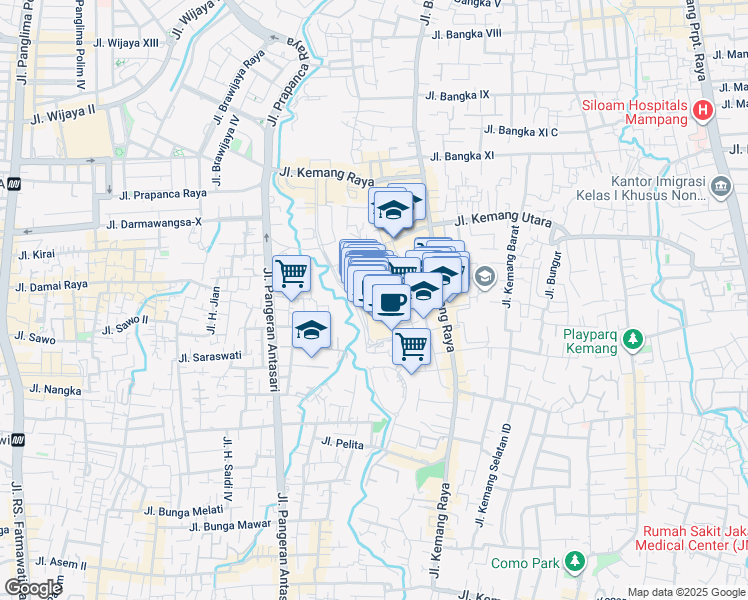 map of restaurants, bars, coffee shops, grocery stores, and more near 36 Jalan Pangeran Antasari in Kota Jakarta Selatan