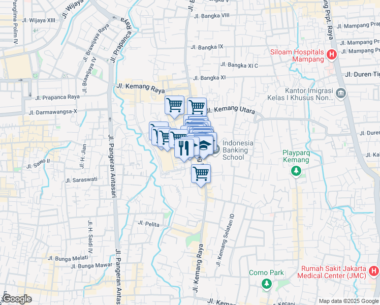 map of restaurants, bars, coffee shops, grocery stores, and more near 7 Jalan Kemang IV in Kota Jakarta Selatan