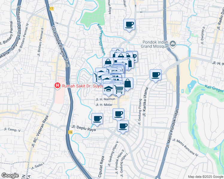 map of restaurants, bars, coffee shops, grocery stores, and more near Jalan Haji Goden in Kota Jakarta Selatan