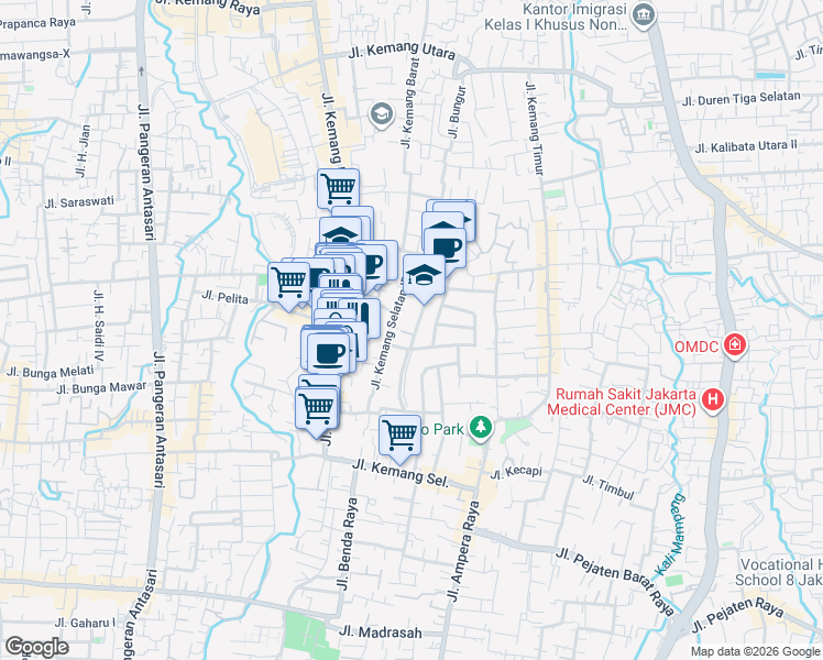 map of restaurants, bars, coffee shops, grocery stores, and more near 1 Jalan Kemang Dalam VI in Kota Jakarta Selatan