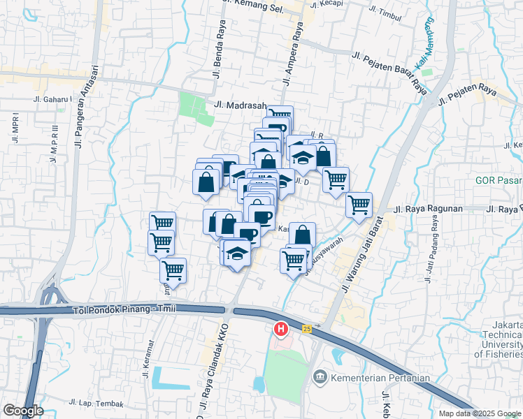 map of restaurants, bars, coffee shops, grocery stores, and more near in Tangerang
