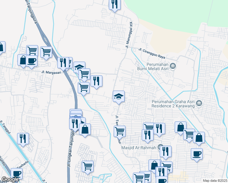map of restaurants, bars, coffee shops, grocery stores, and more near in Karawang Regency