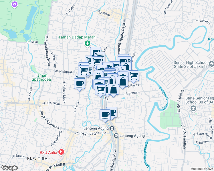 map of restaurants, bars, coffee shops, grocery stores, and more near 4 Gang Waspada I in Kota Jakarta Selatan