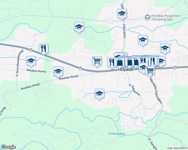 map of restaurants, bars, coffee shops, grocery stores, and more near in West Bandung Regency