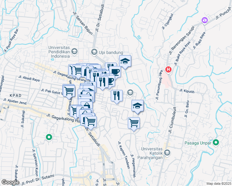 map of restaurants, bars, coffee shops, grocery stores, and more near Jalan Kapten Abdul Hamid Panorama in Kota Bandung