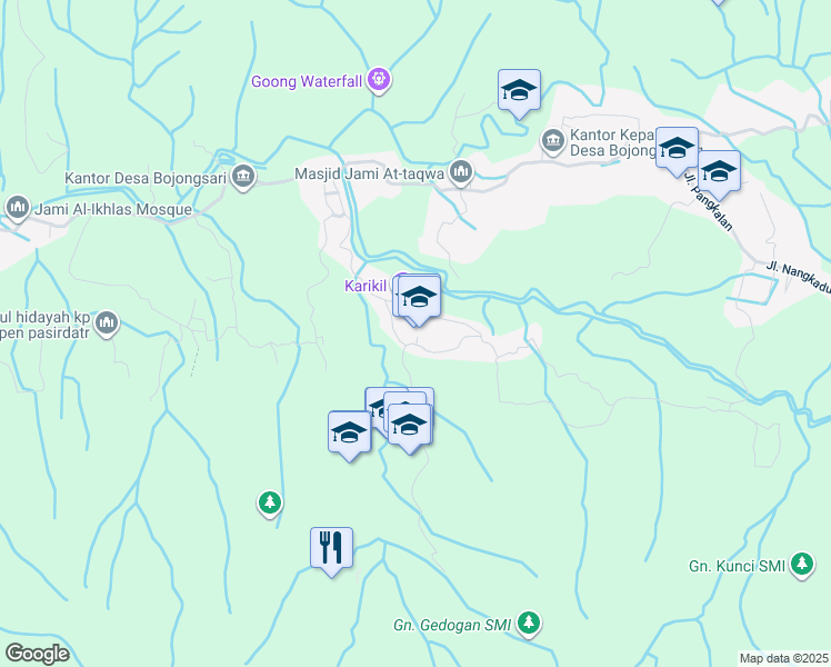 map of restaurants, bars, coffee shops, grocery stores, and more near in Sukabumi